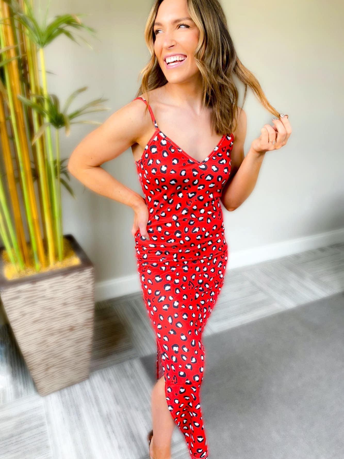 Red Hot Leopard Bodycon Dress