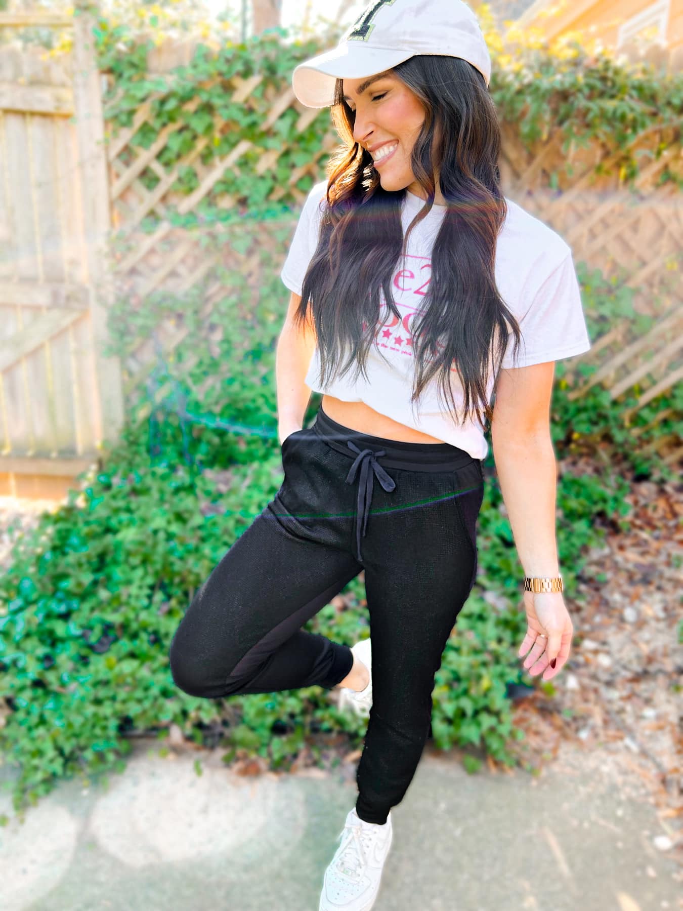 Two Tone Waffle Front Joggers