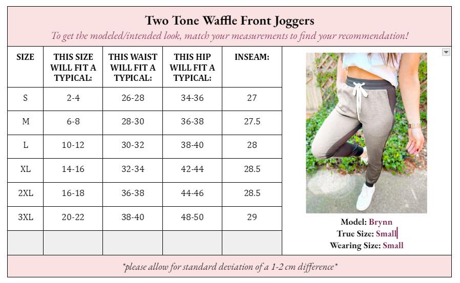 Two Tone Waffle Front Joggers