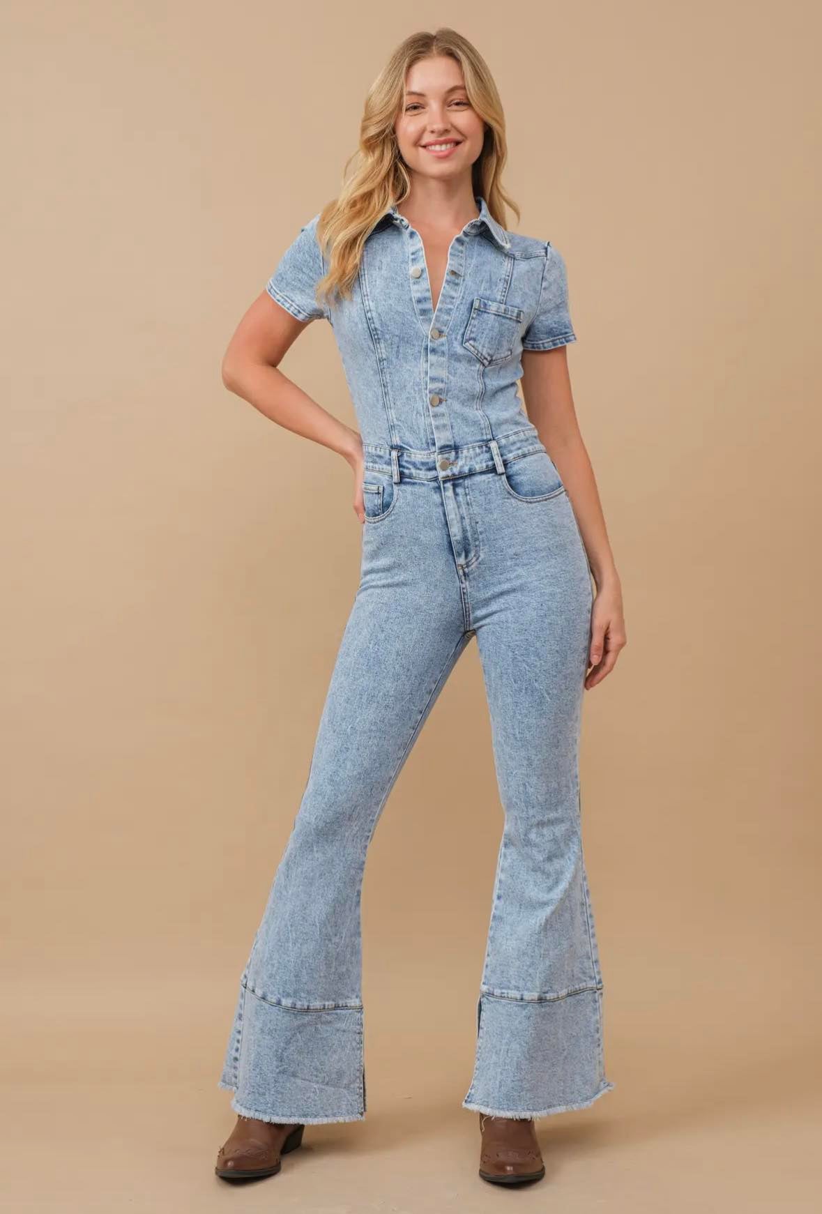 Denim Days Flare Leg Jumpsuit