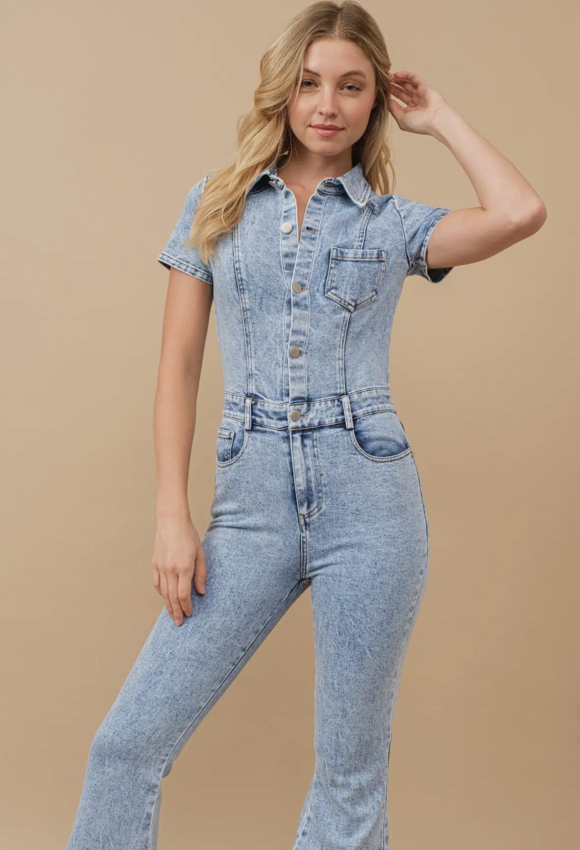 Denim Days Flare Leg Jumpsuit
