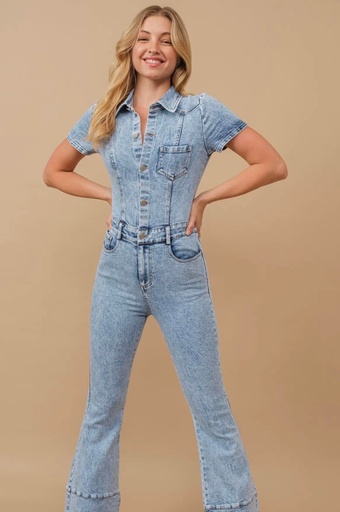 Denim Days Flare Leg Jumpsuit