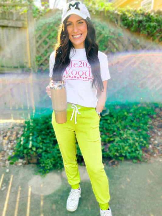 Two Tone Waffle Front Joggers