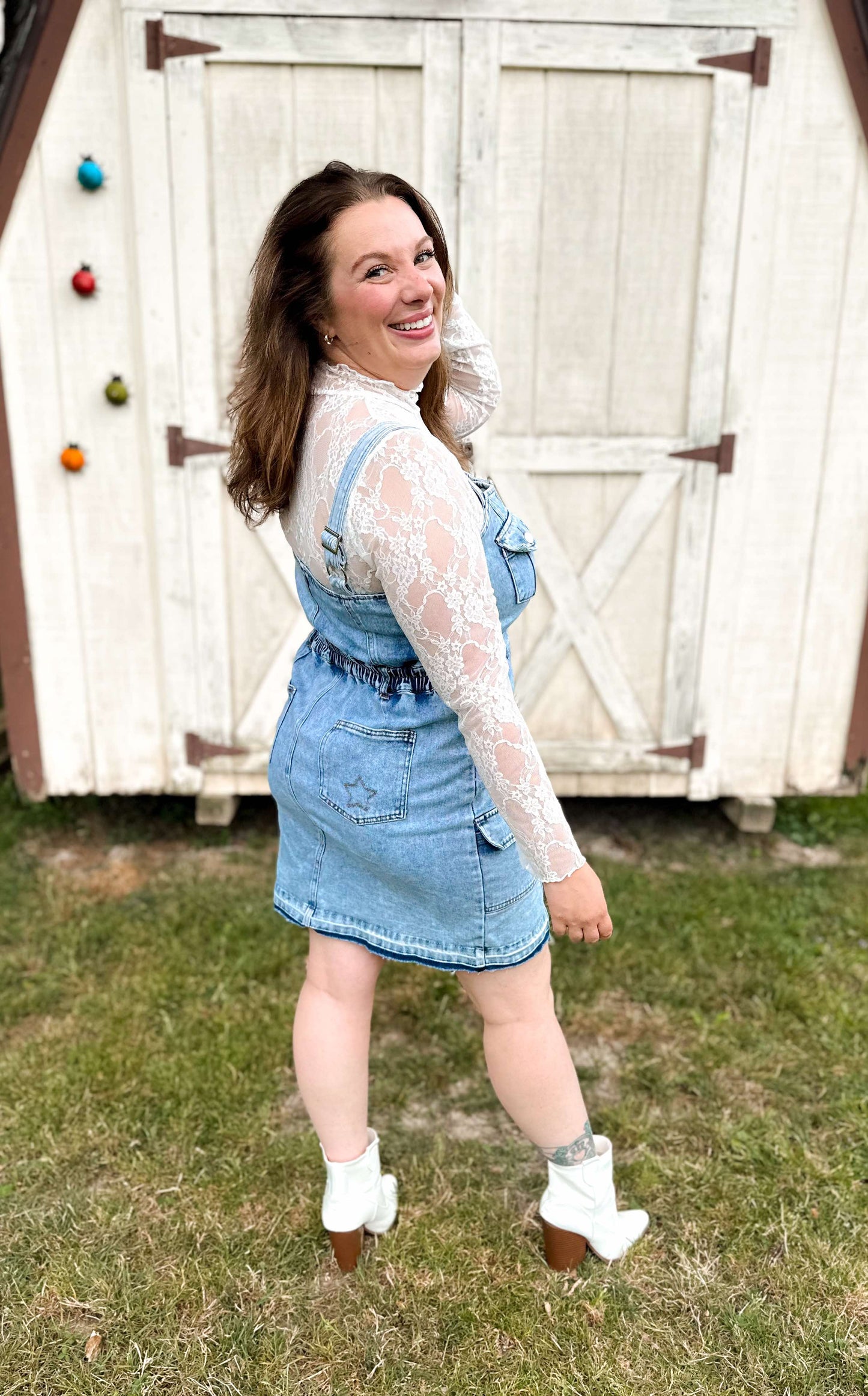 Hoedown Hottie Mini Denim Overall Dress
