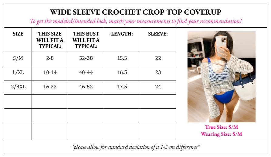 Wide Sleeve Crochet Crop Coverup