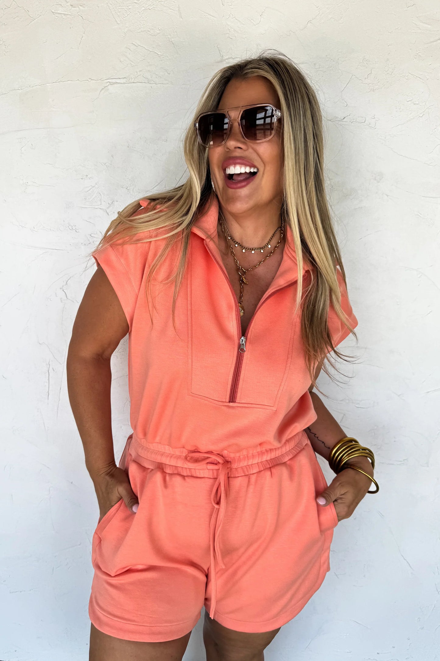 Coral Crush Romper