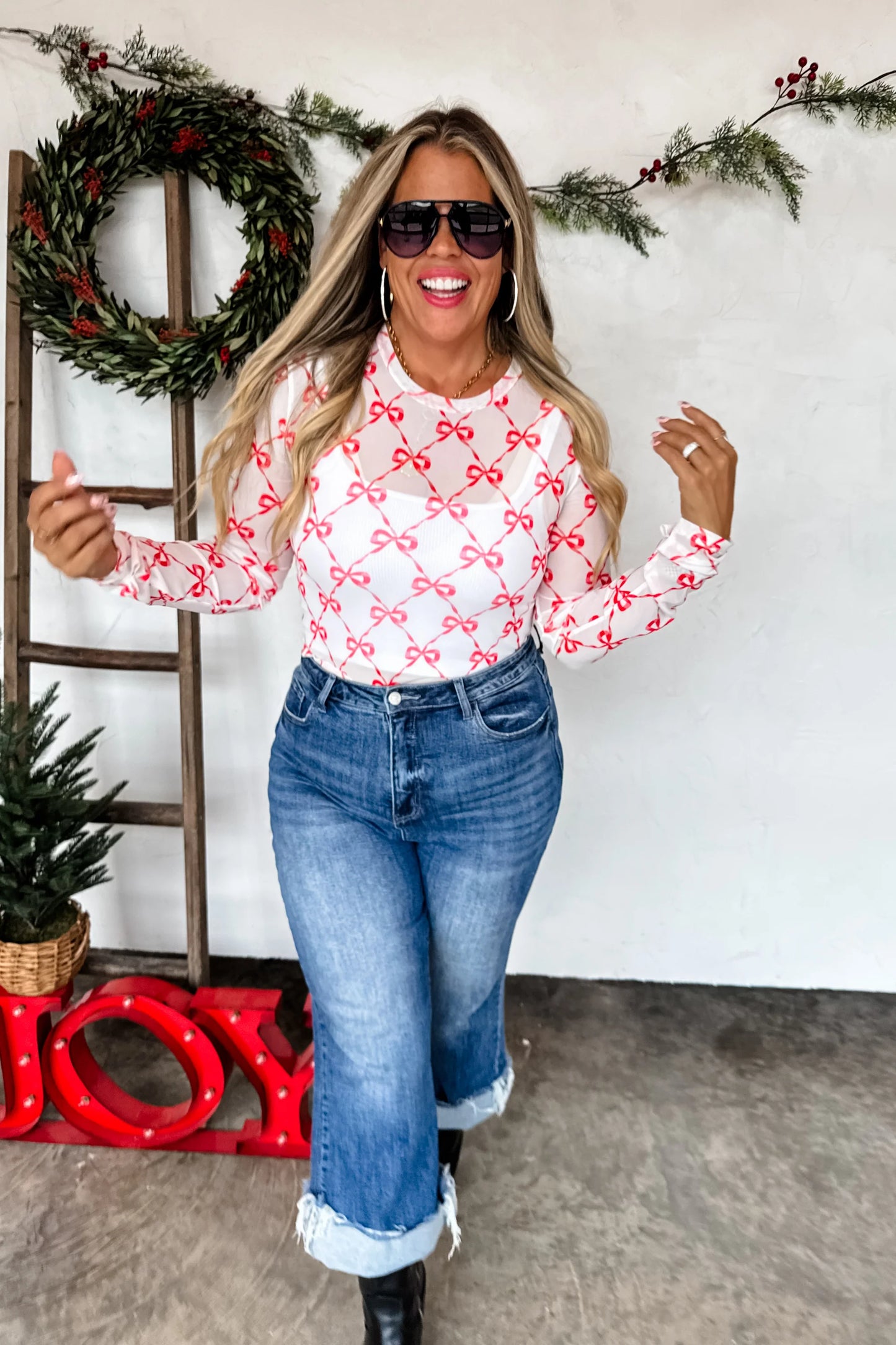 Tied with a Bow Mesh Top