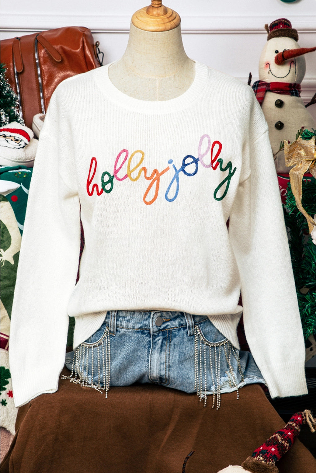 Holly Jolly Round Neck Casual Sweater