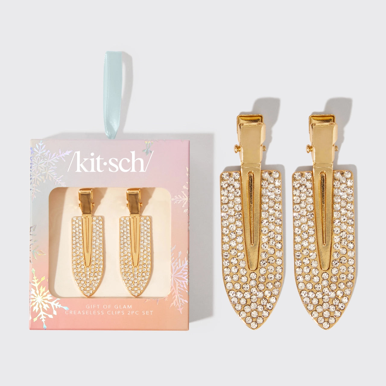 Glam Creaseless Hair Clips 2pc Set - Rhinestone