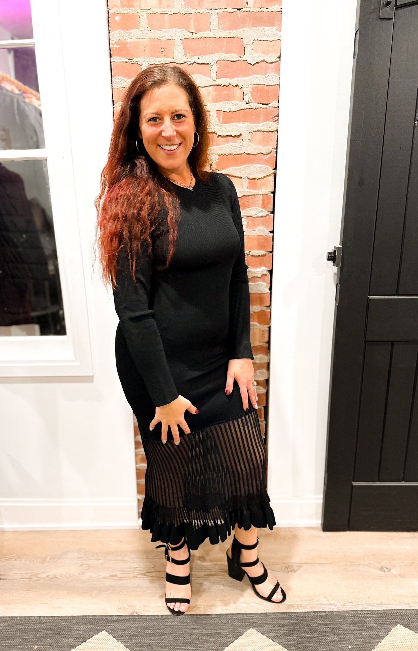 Semi-Sheer Maxi Sweater Dress