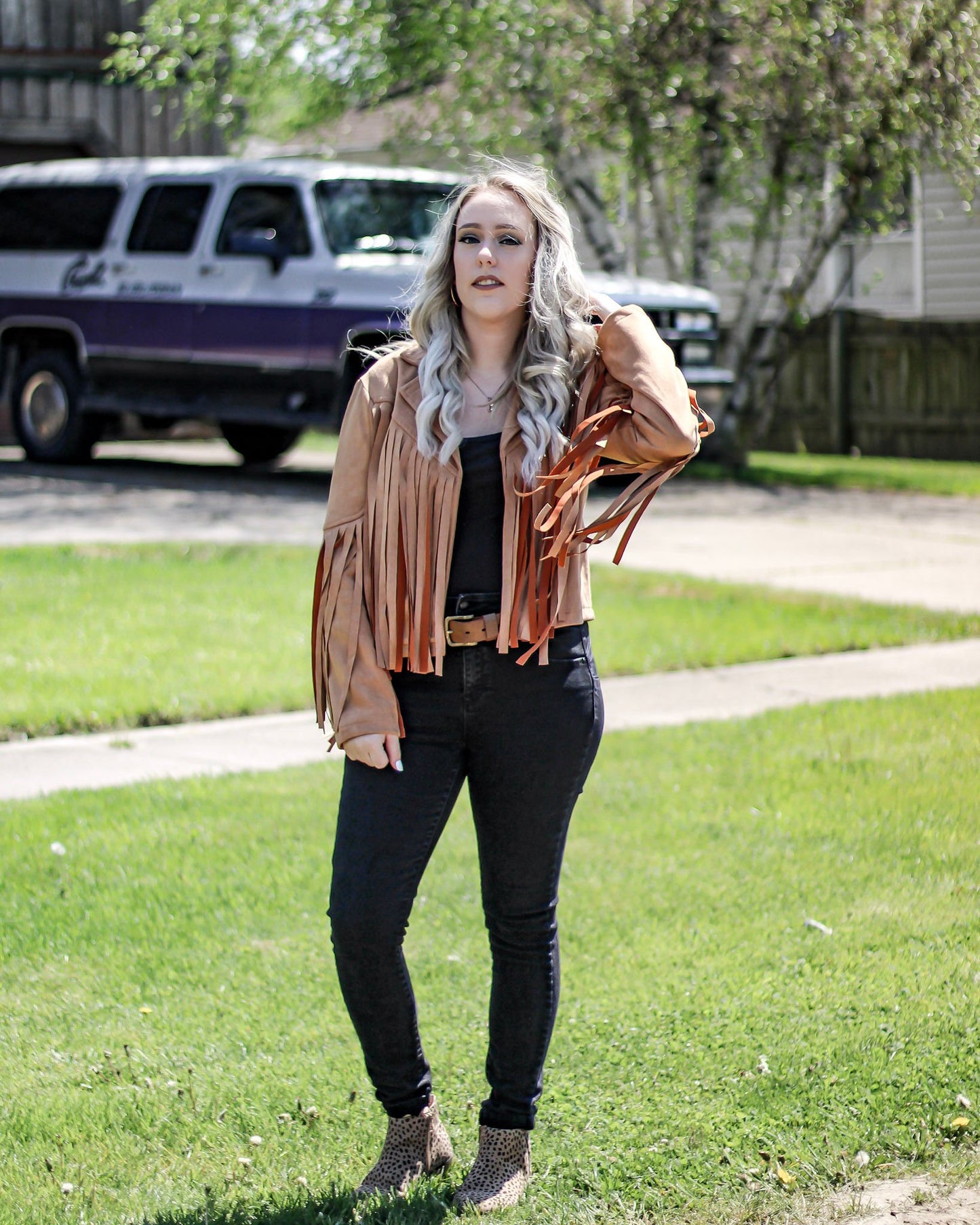 F is For Fringe Faux Suede Jacket