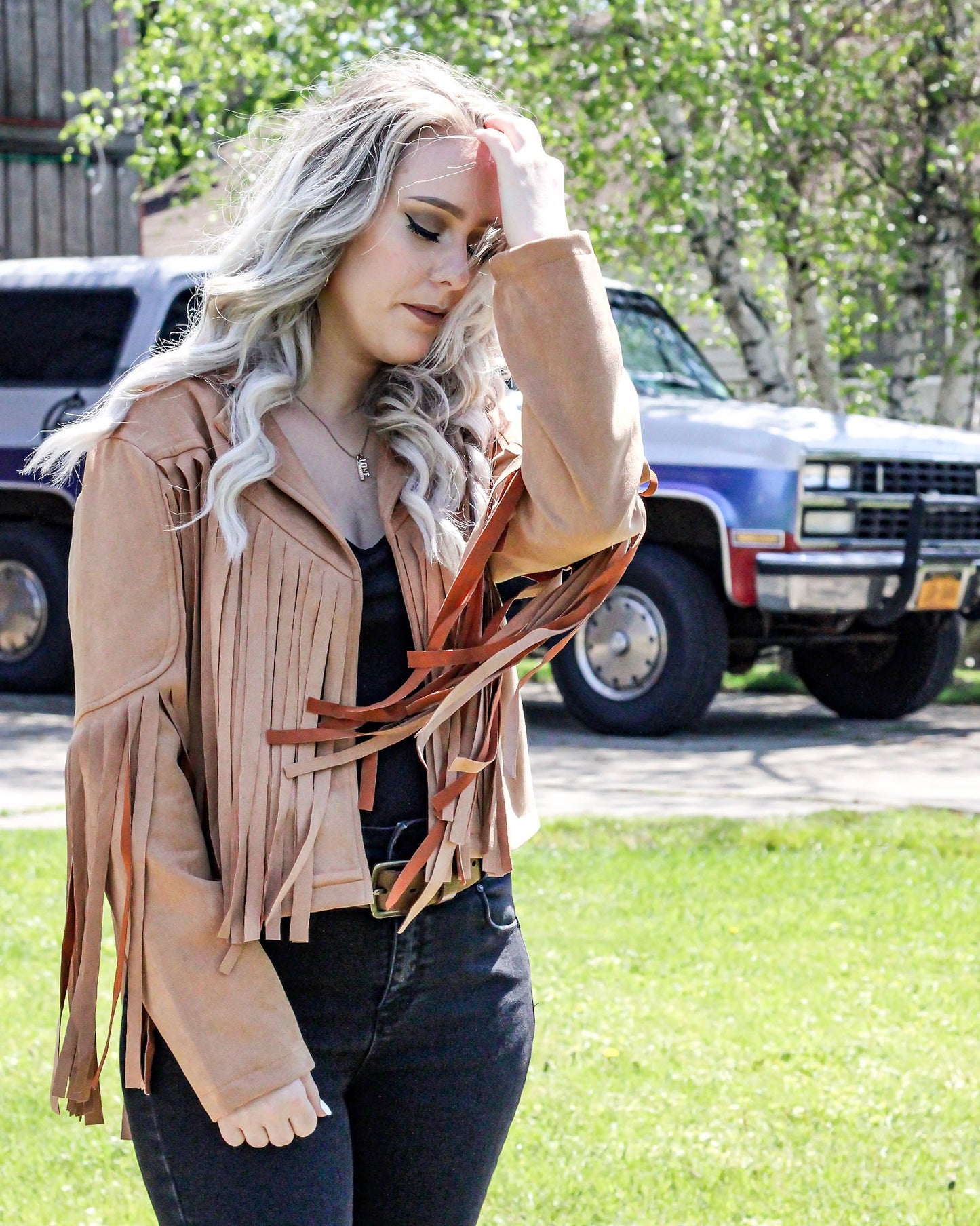 F is For Fringe Faux Suede Jacket