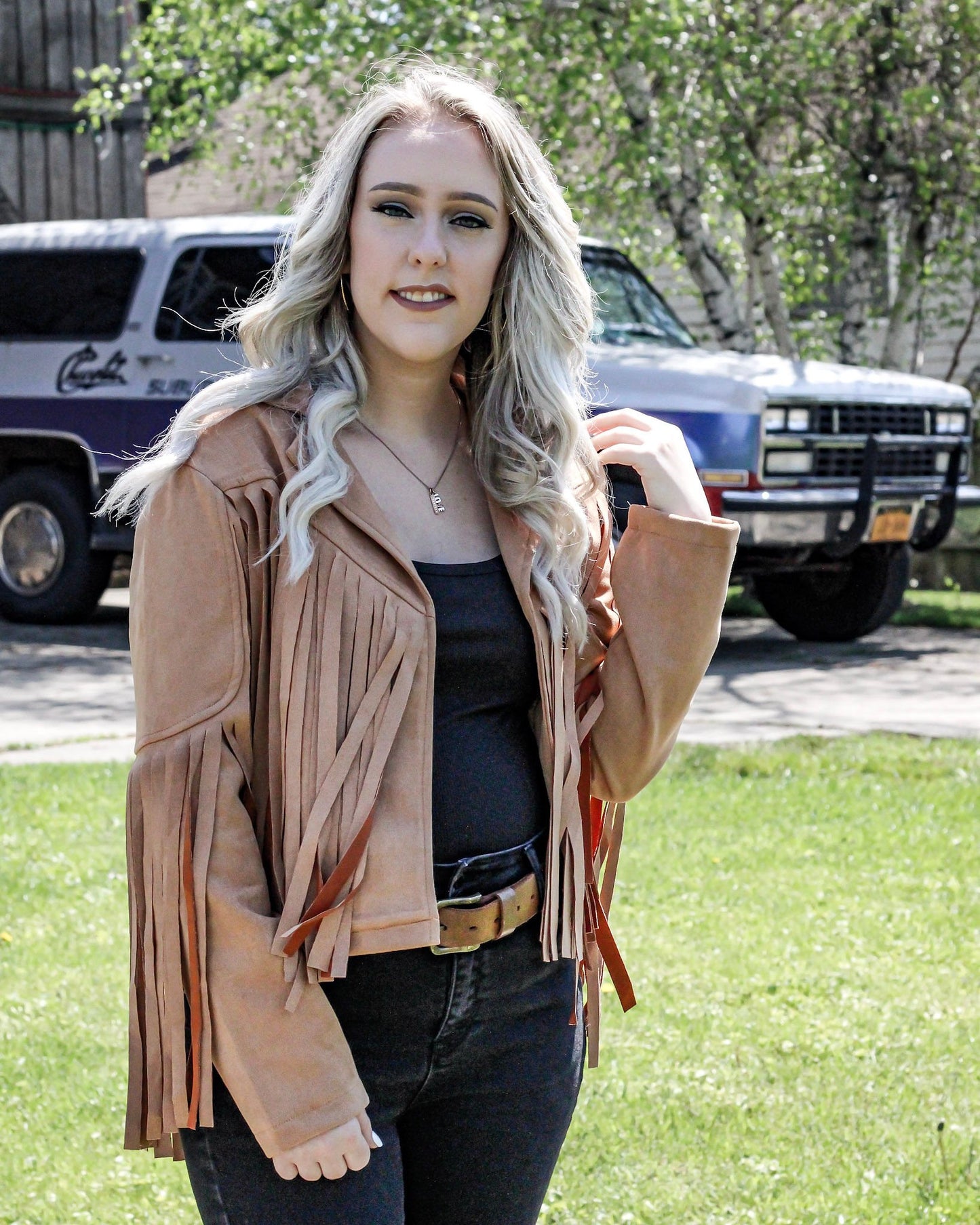 F is For Fringe Faux Suede Jacket