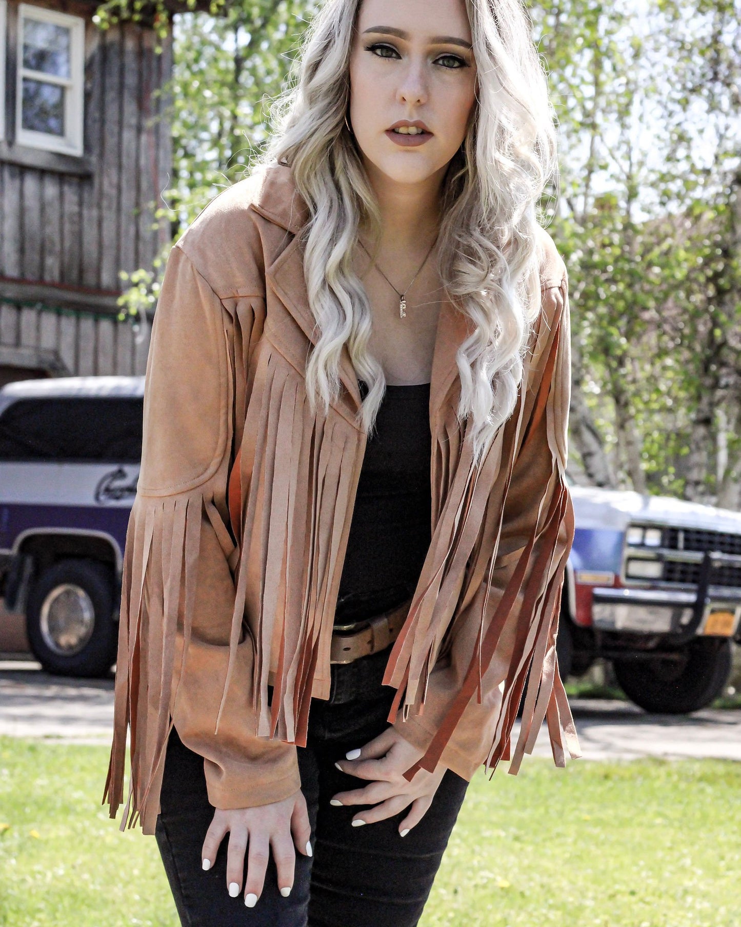 F is For Fringe Faux Suede Jacket