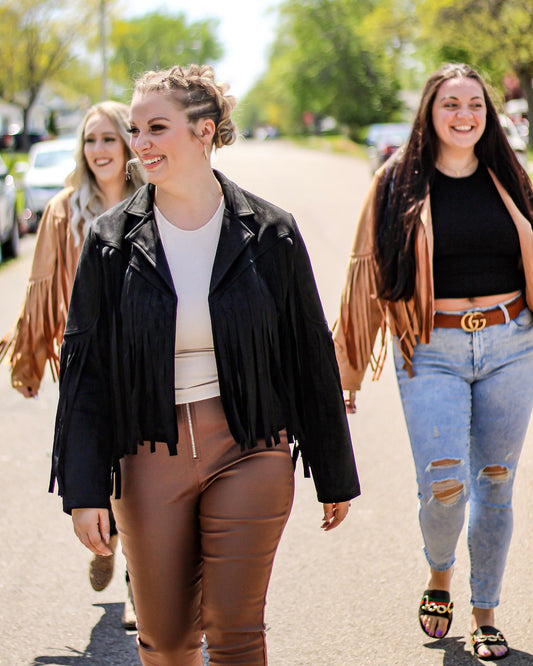 F is For Fringe Faux Suede Jacket
