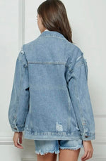 Oversized Distressed Classic Denim Jacket