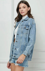 Oversized Distressed Classic Denim Jacket