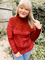 Velvet Vixen & Mesh Mockneck Top