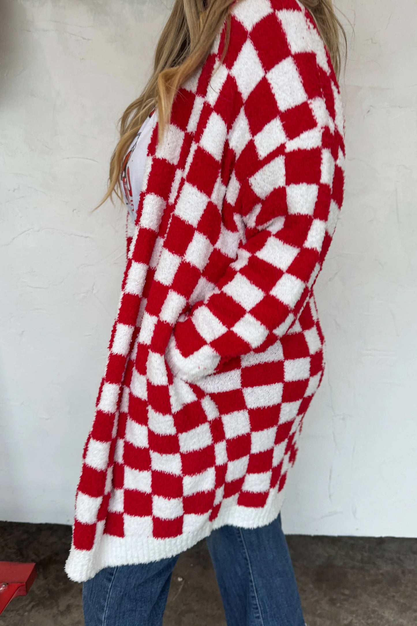 The Candy Cane Checkered Cardi