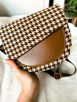 Houndstooth & Vegan Leather Sling Bag