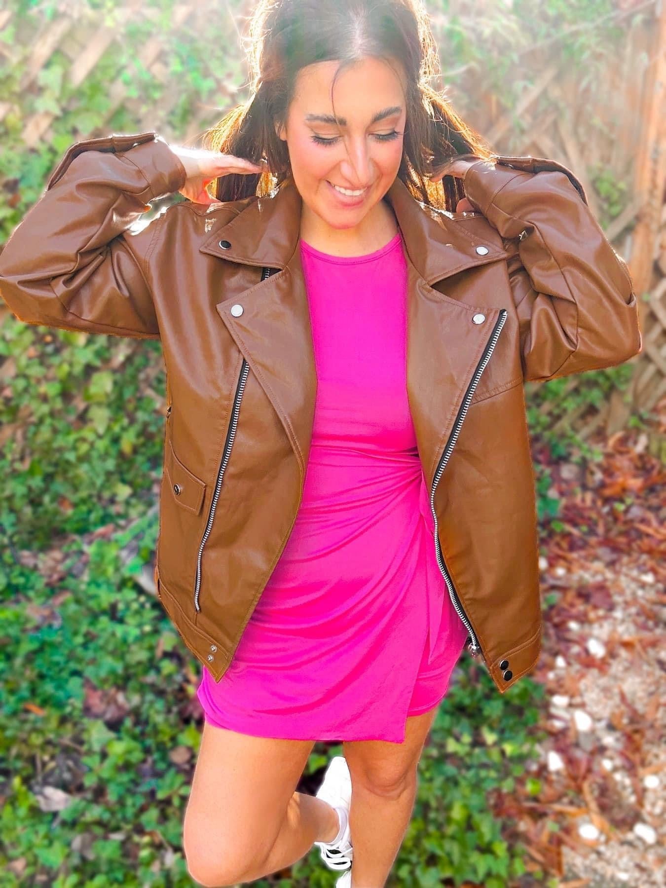 Oversized Vegan Leather Biker Jacket