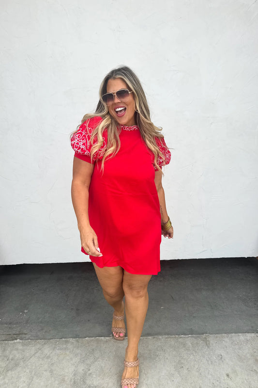 Spiced Hibiscus Embroidered Dress
