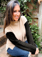 Cutie Color-Blocked Fuzzy Mockneck Sweater