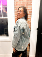 Oversized Distressed Classic Denim Jacket