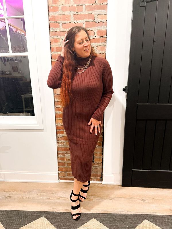 The Espresso Embrace Sweater Dress